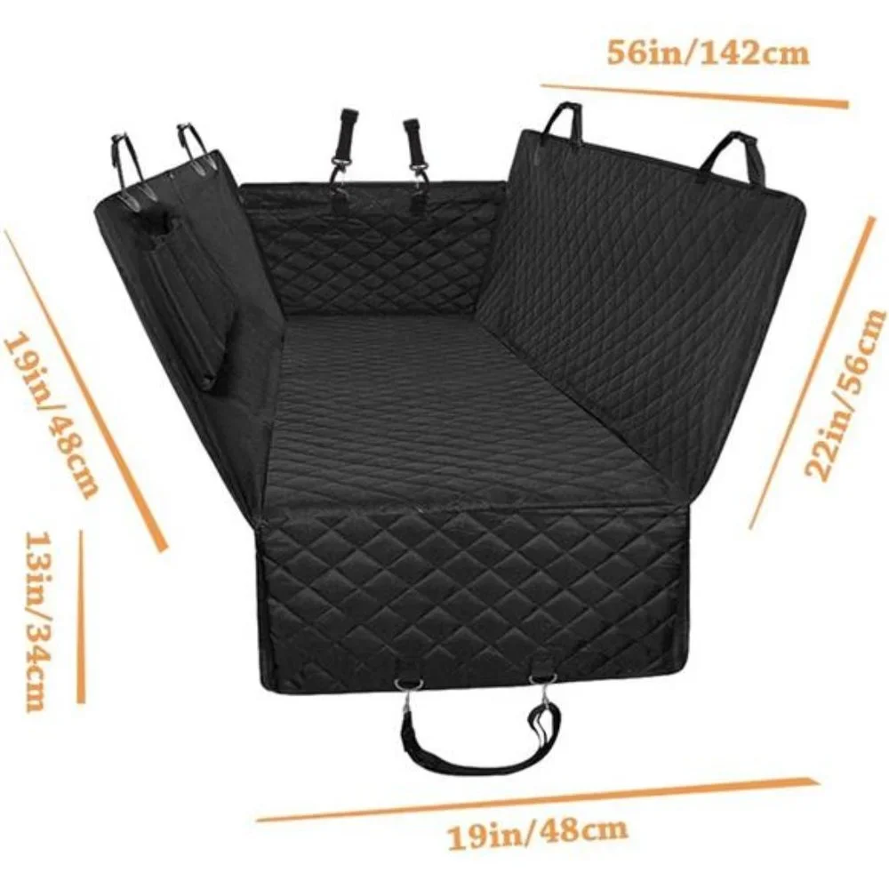 Quilted Dog Car Seat Cover w/ Side Flap Pet Backseat Cover for Cars, 57''Wx60''L